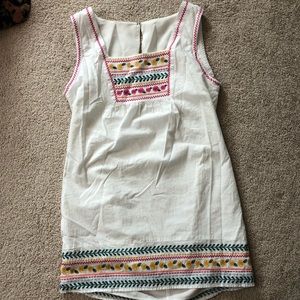 BCBG White & patterned linen sun dress